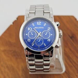 Valletta Unisex Multifunction Watch Silver Tone Link Blue Multidial IF162